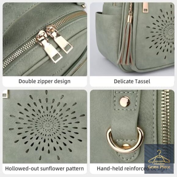 Small PU Leather Backpack Purse Waterproof Lightweight Travel Daypack